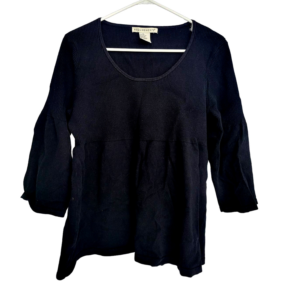 Requirements Black Scoop Neck Ribbed Long Sleeve Shirt - Size XL